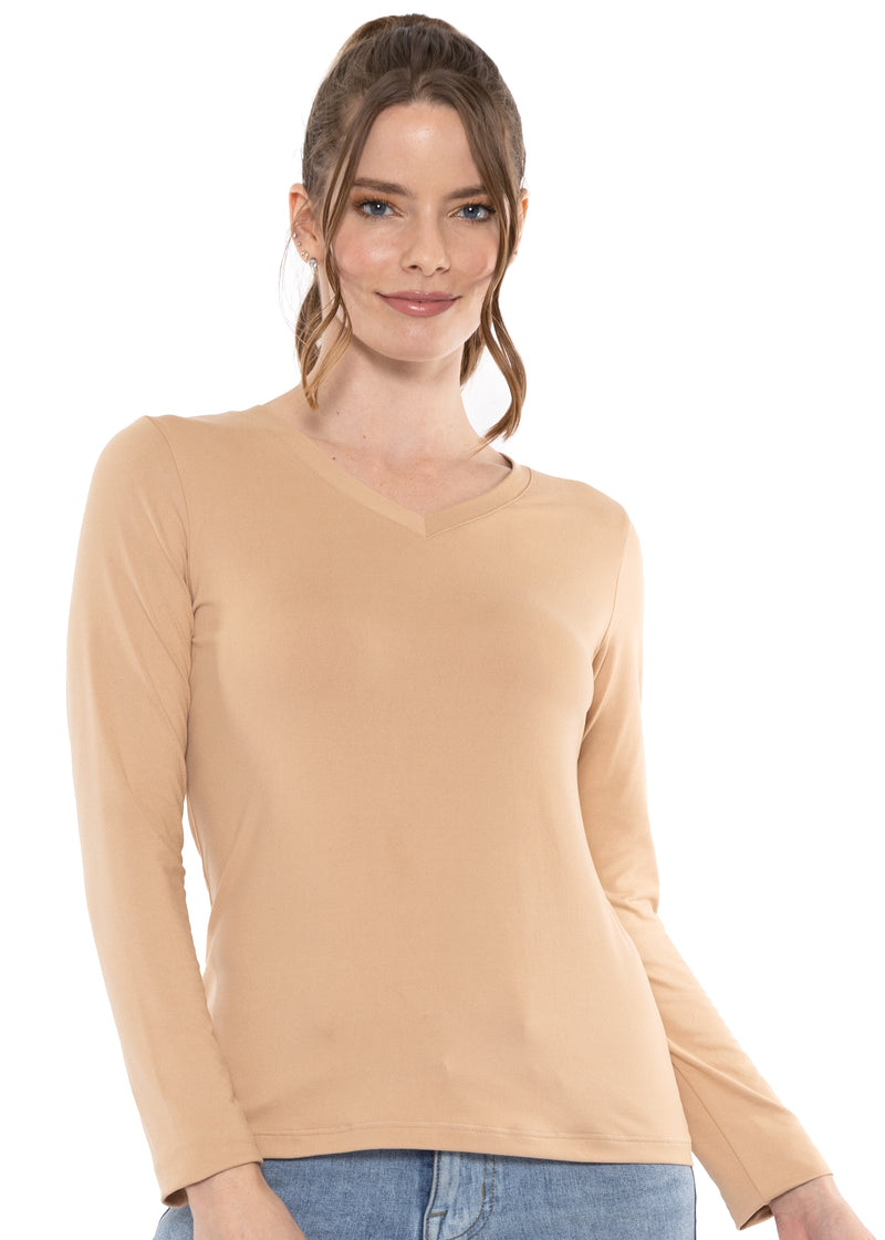 Oh So Soft Long Sleeve V-Neck Tee Shirt – Stretch Is Comfort