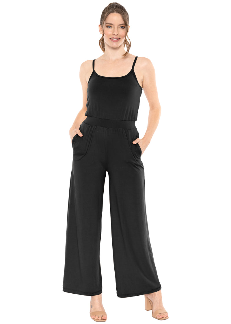 Oh So Soft Wide Leg Camisole Elastic Waist Jumpsuit with Pockets – Stretch  Is Comfort