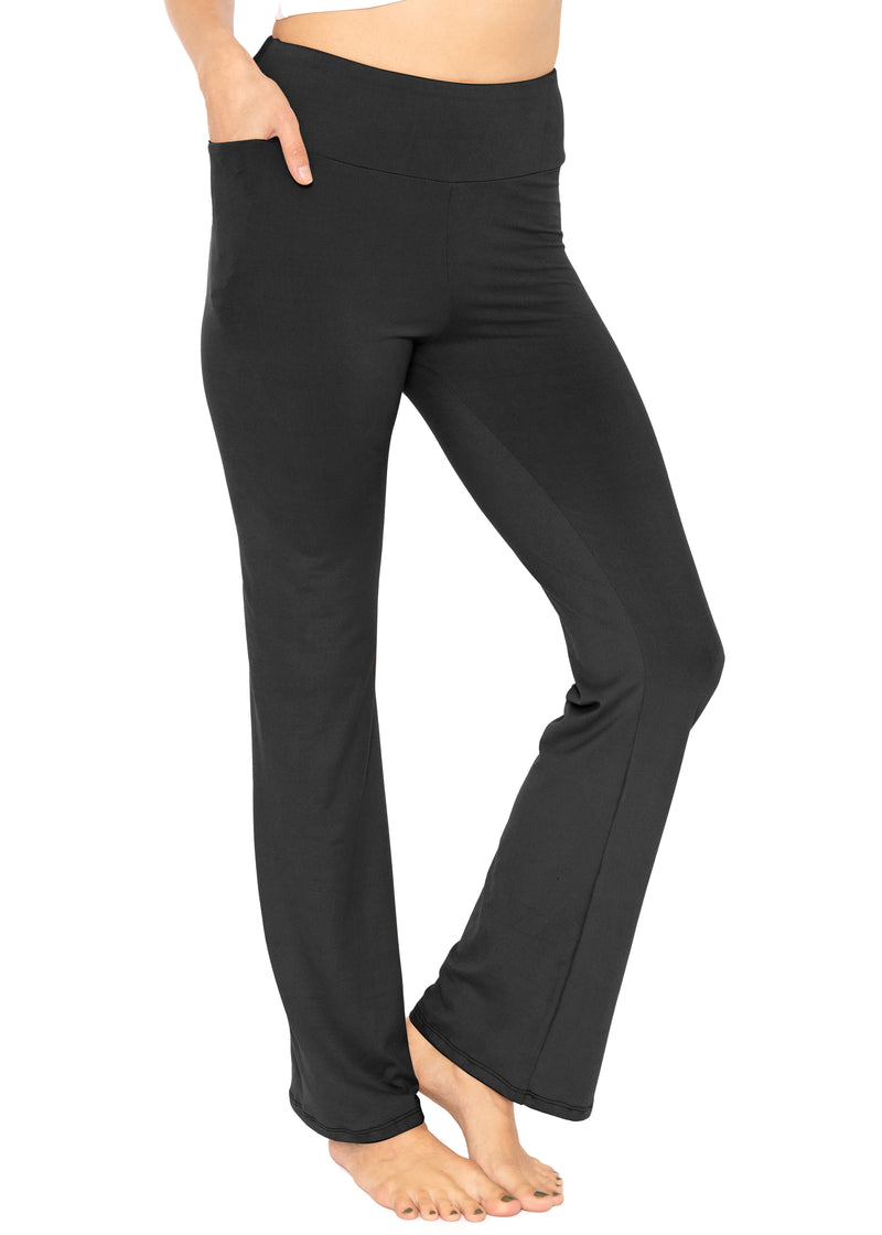 G4Free Black Pants for Women Bootcut Yoga Pants with Pockets