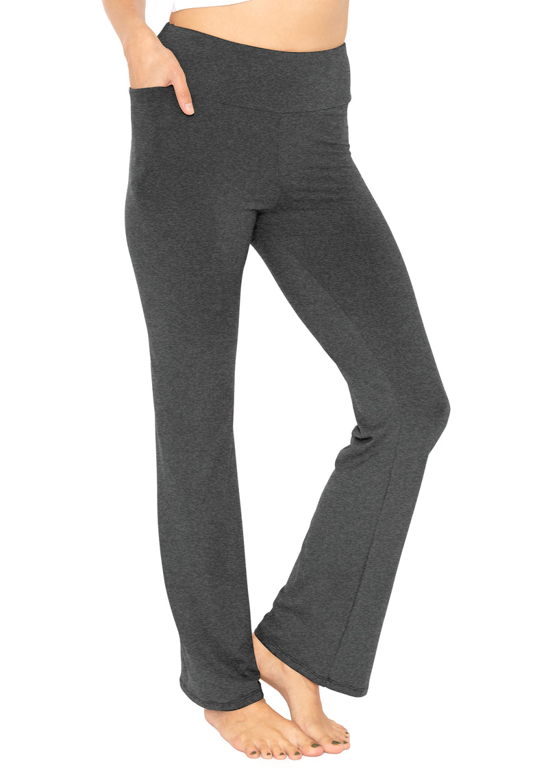 BUBBLELIME 29313335 4 Styles Womens Inner Pocket Bootcut Yoga Pants - Basic  cotton_Heathergray XL-33 Inseam