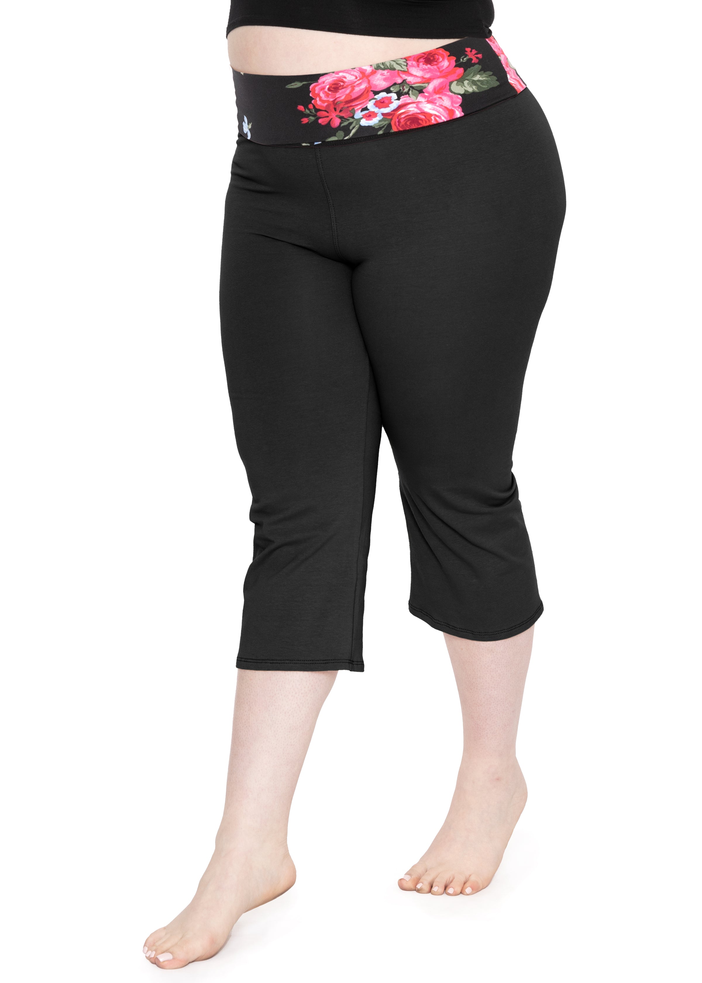 Womens Solid Cotton Lounge Flared Foldover Yoga Pants 
