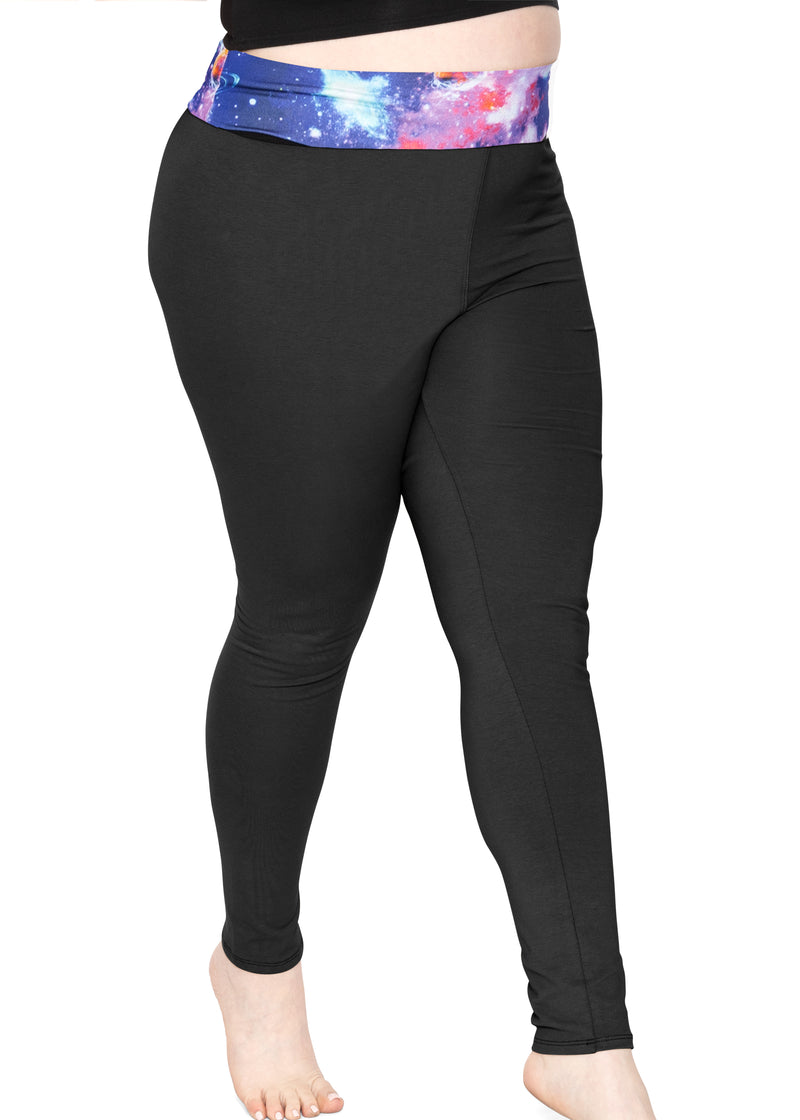 Women's Stretch Fit Cotton Leggings (Legging)-XL Black