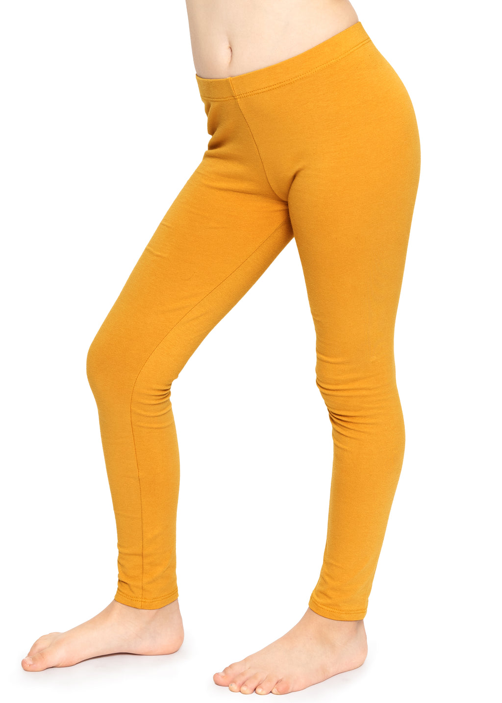 Buy HIRSHITA Women Mustard Solid 100% Cotton Leggings (XL) Online