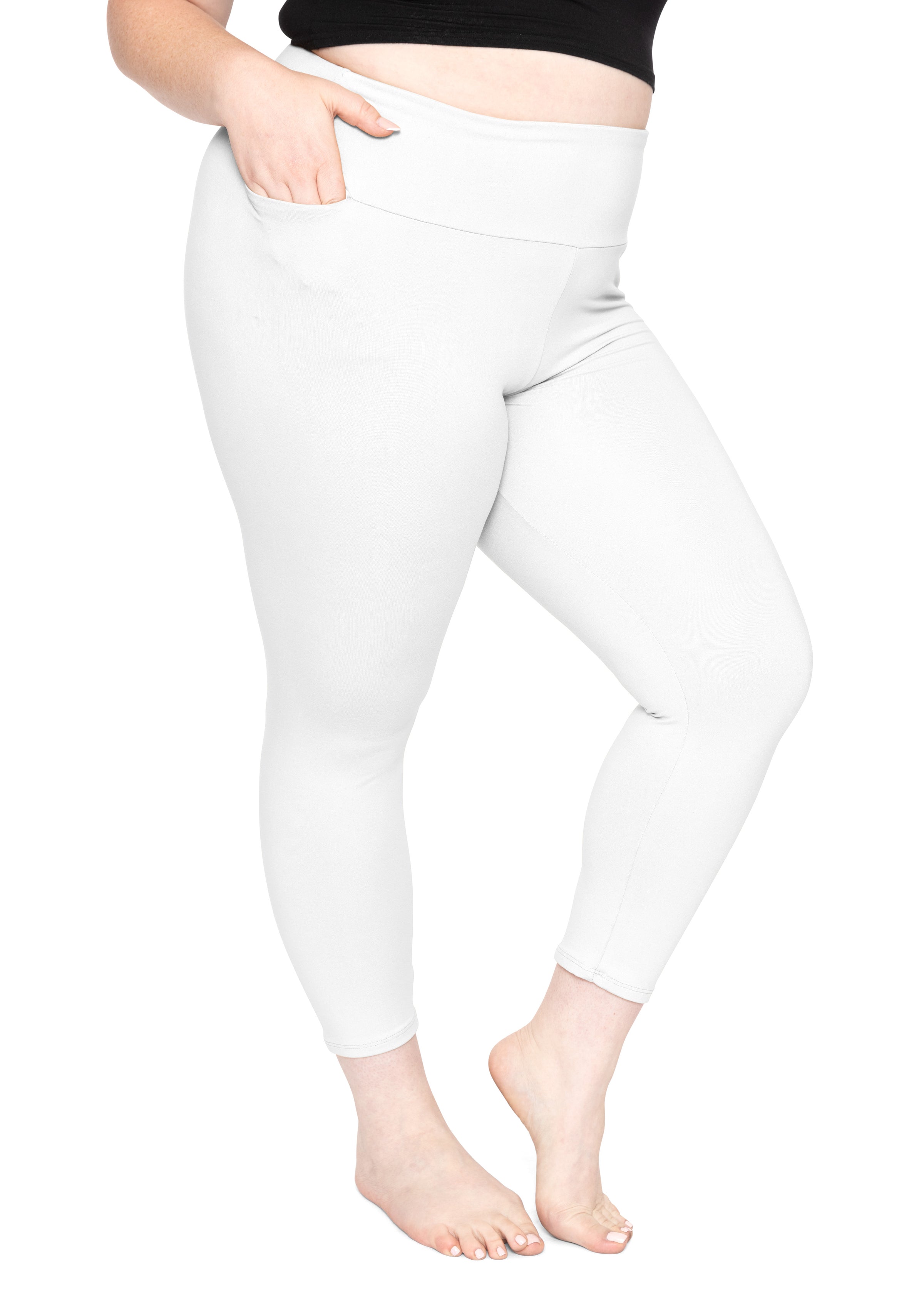 Women's Plus Size Oh So Soft High Waist Crop Leggings with Pocket