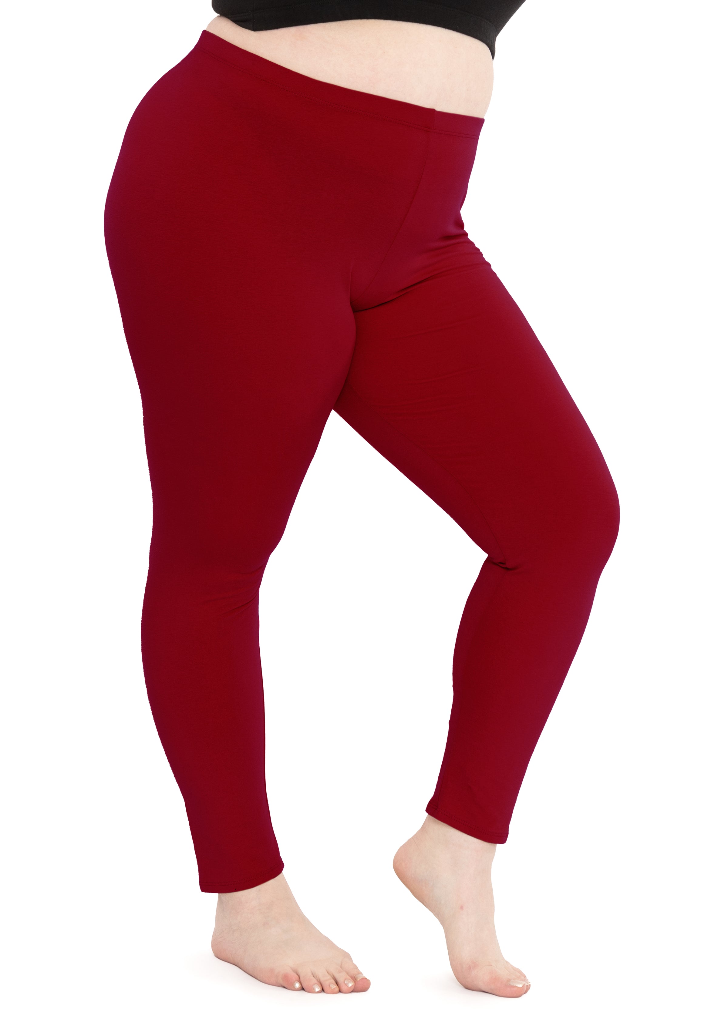 Women's Plus Size Modal Super Stretch Red Leggings - XMEX Clothing