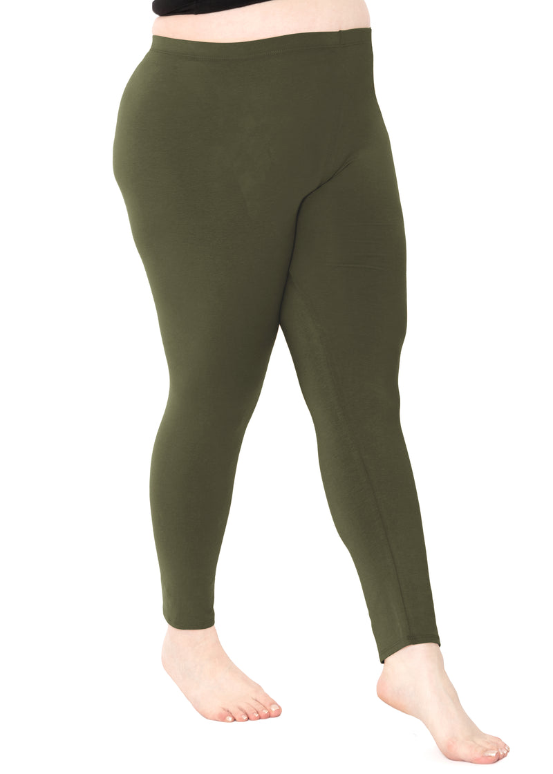 Women's 3 Waistband Solid Peach Skin Leggings. - 3 Elastic Waistband -  Full-Length - Inseam approximately 28 - One size fits most 0-14 - 92%  Polyester / 8% Spandex, 7300949