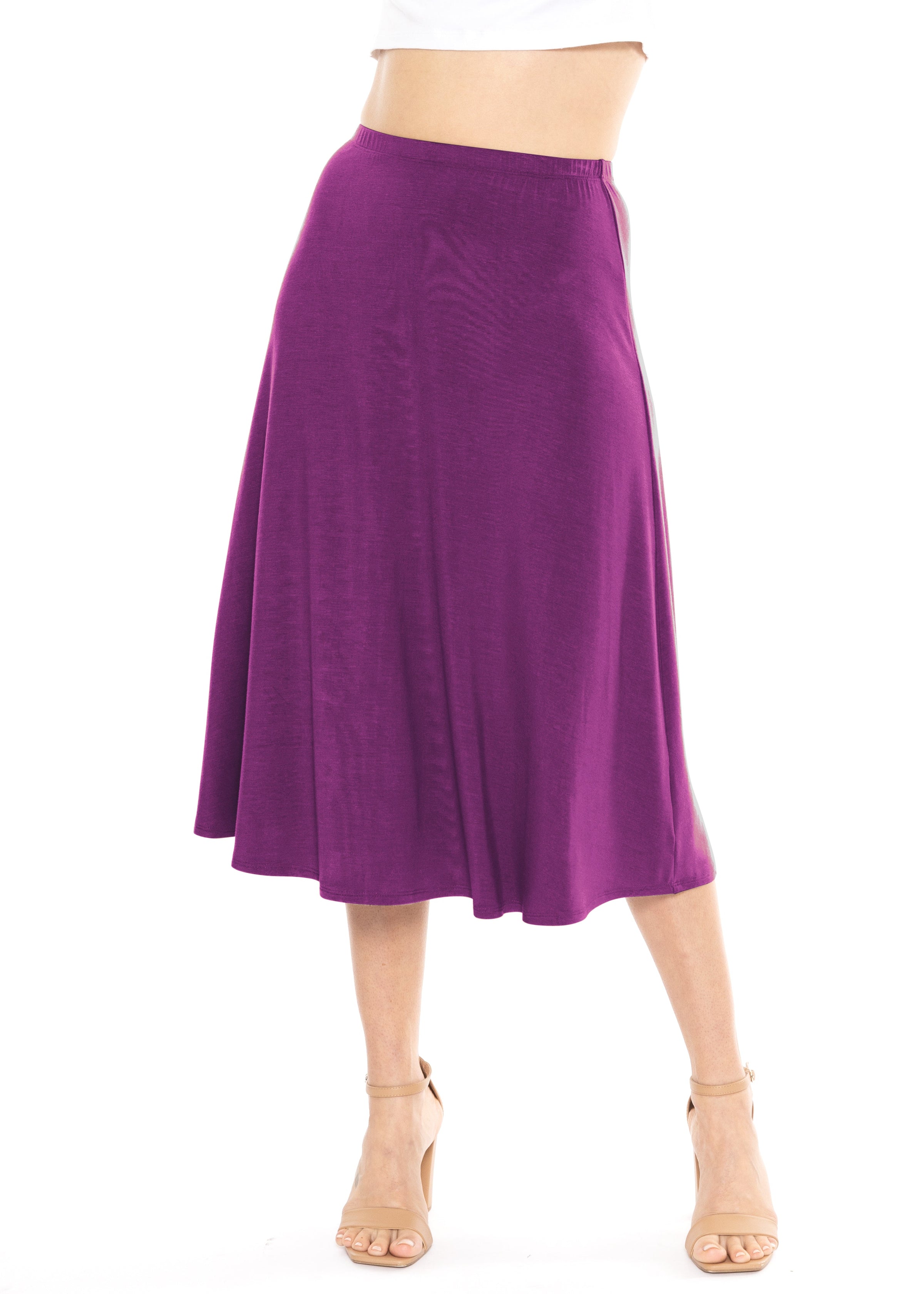 Midi A-Line Flowy Skirt, Comfortable Clothes for Women