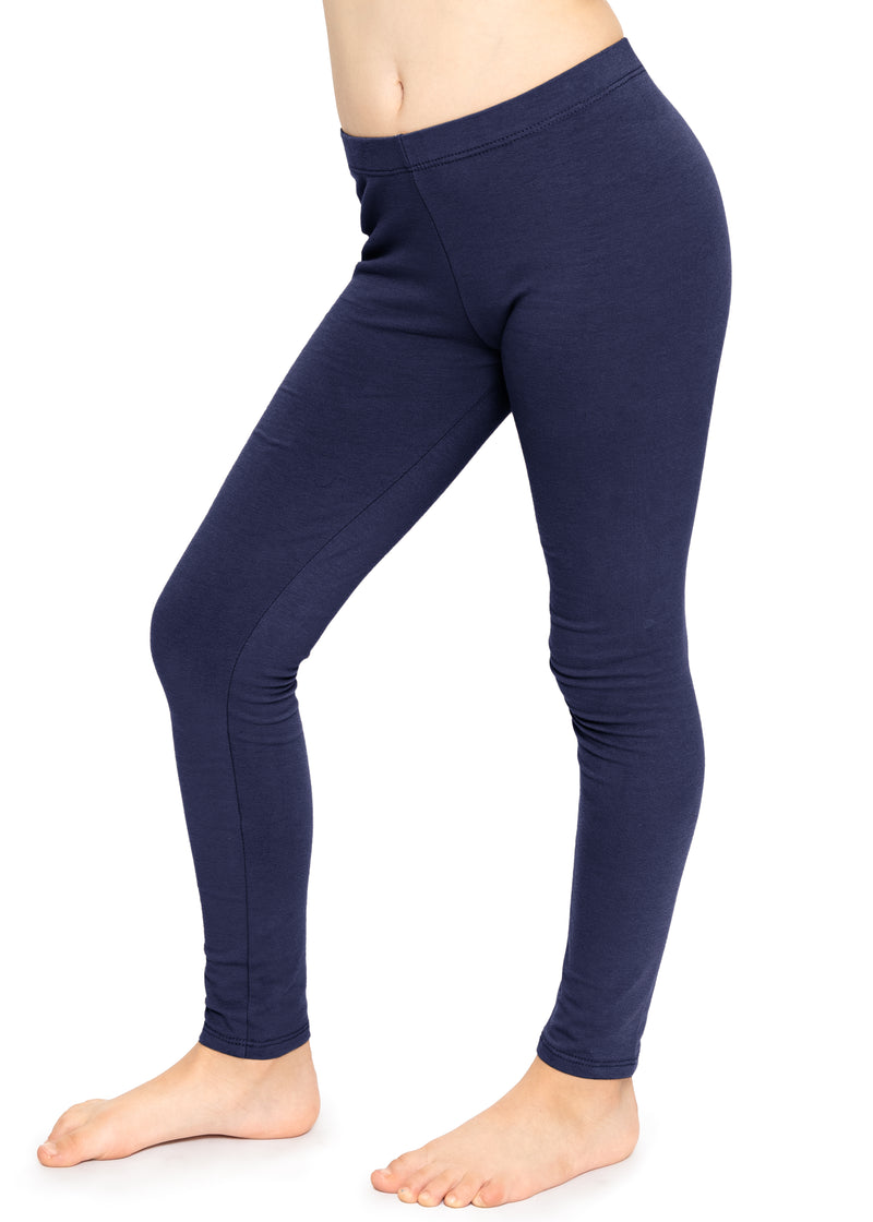  Stretch Is Comfort Girls Cotton Leggings Navy Blue Small