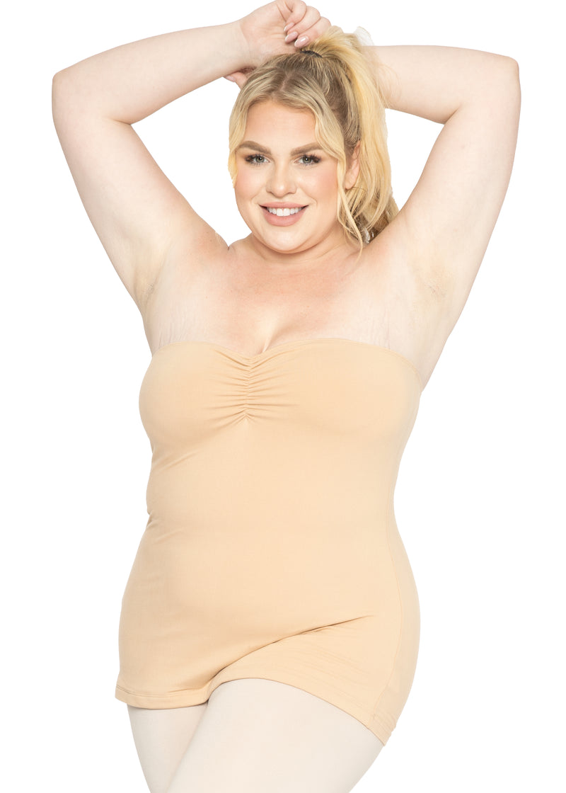 Plus Oh So Soft Ruched Bust Strapless Long Tube Top – Stretch Is Comfort