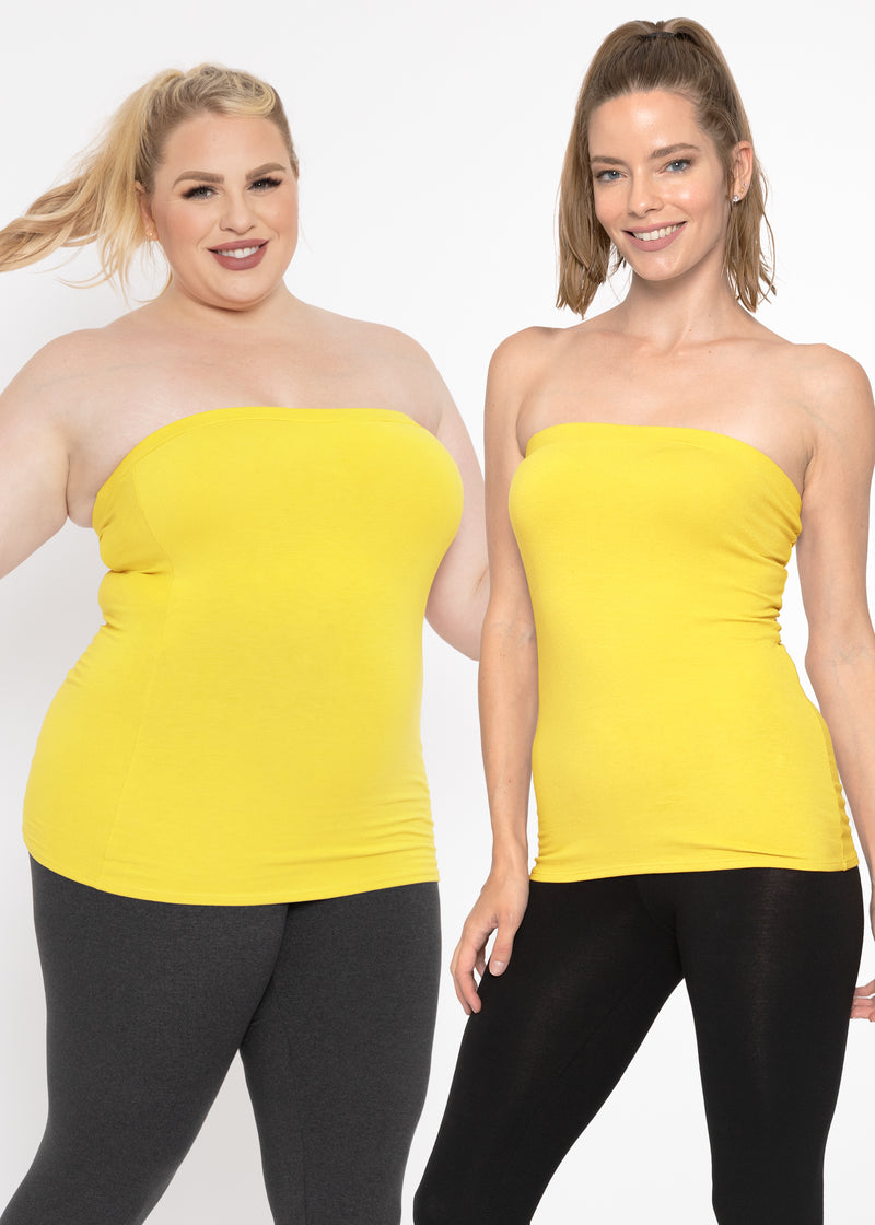 PLUS SIZE Basic Colors Stretch Strapless Layering PADDED TUBE TOP