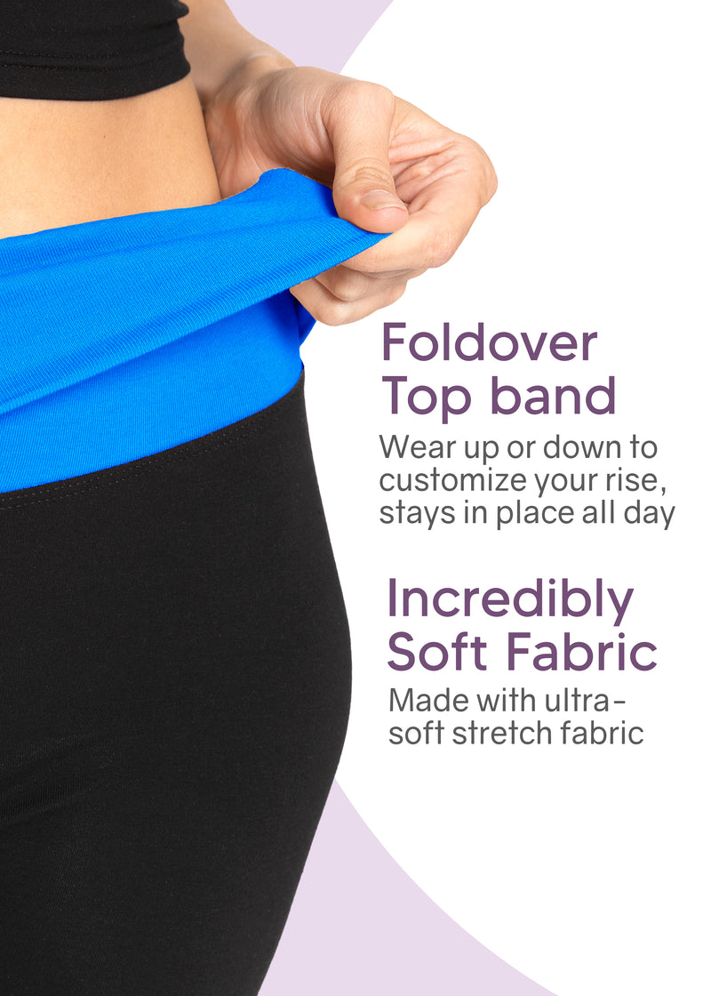 Fashion Yoga Pants Plus Streth Otton Foldover Waist Bootleg Workout Yoga  Pants-S-blak